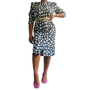 VINTAGE BLACK & WHIYE POLKA DOT DRESS- SZ 8